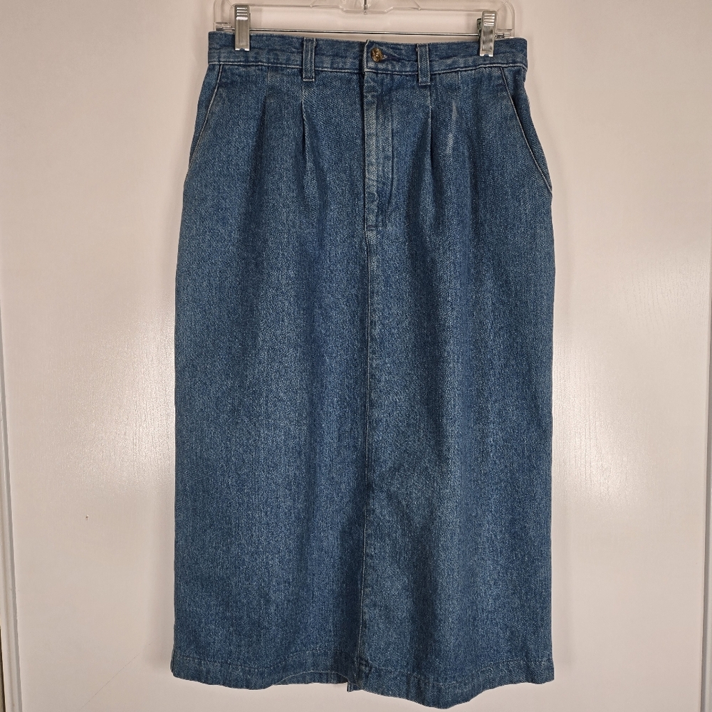 Vintage Lee Blue Denim Skirt  size 12  Maxi cotton Long‎ A line Western Modest
